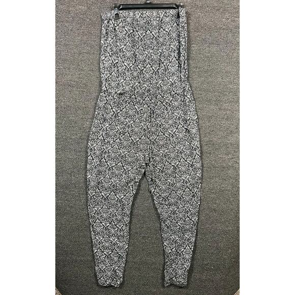 Aeropostale Jumpsuit Strapless Black White Aztec Paisley Straight Leg Womens L - Picture 1 of 8